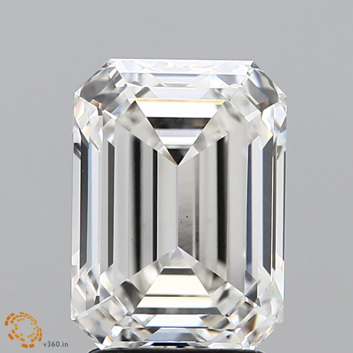 3.02 Carat Emerald Lab Diamond with  Cut Diamond in 14KT  view 1
