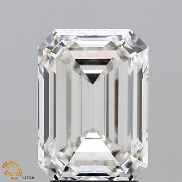 3.19 Carat Emerald Lab Diamond with  Cut Diamond in 14KT  view 1
