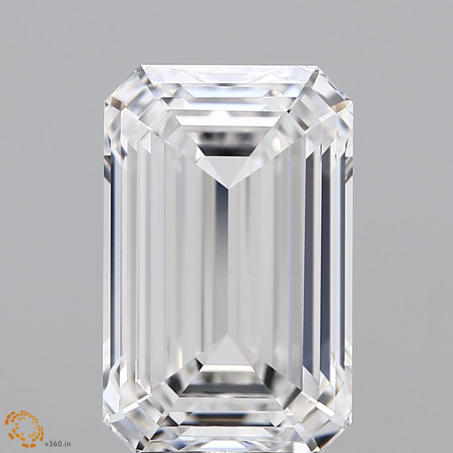 5.05 Carat Emerald Lab Diamond with  Cut Diamond in 14KT  view 1

