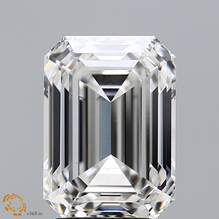 2.97 Carat Emerald Lab Diamond with  Cut Diamond in 14KT  view 1
