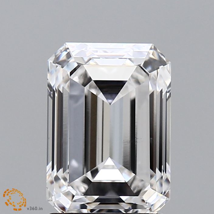 2.51 Carat Emerald Lab Diamond with  Cut Diamond in 14KT  view 1
