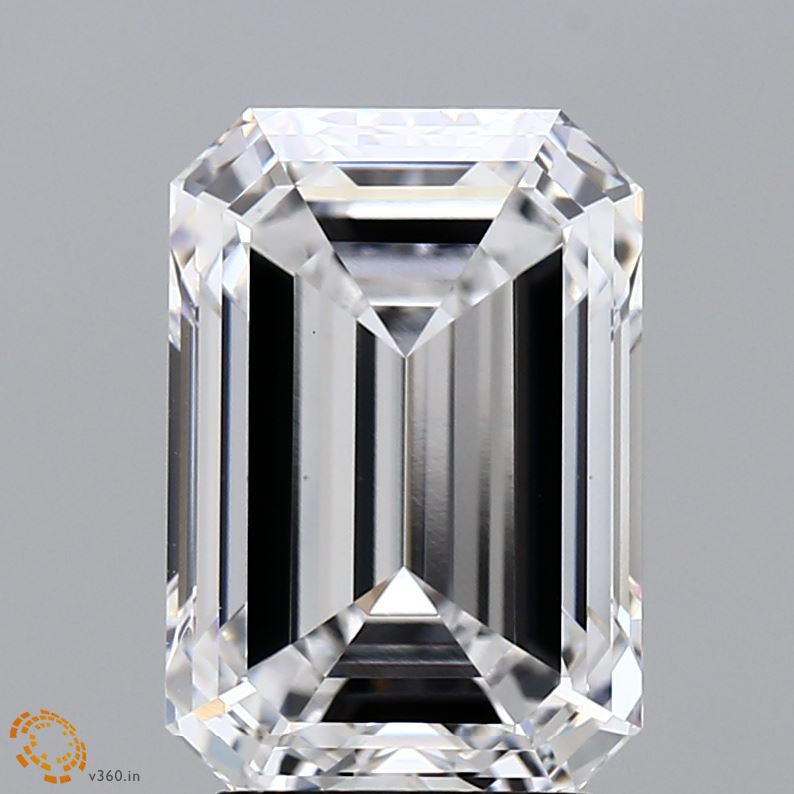 4.08 Carat Emerald Lab Diamond with  Cut Diamond in 14KT  view 1
