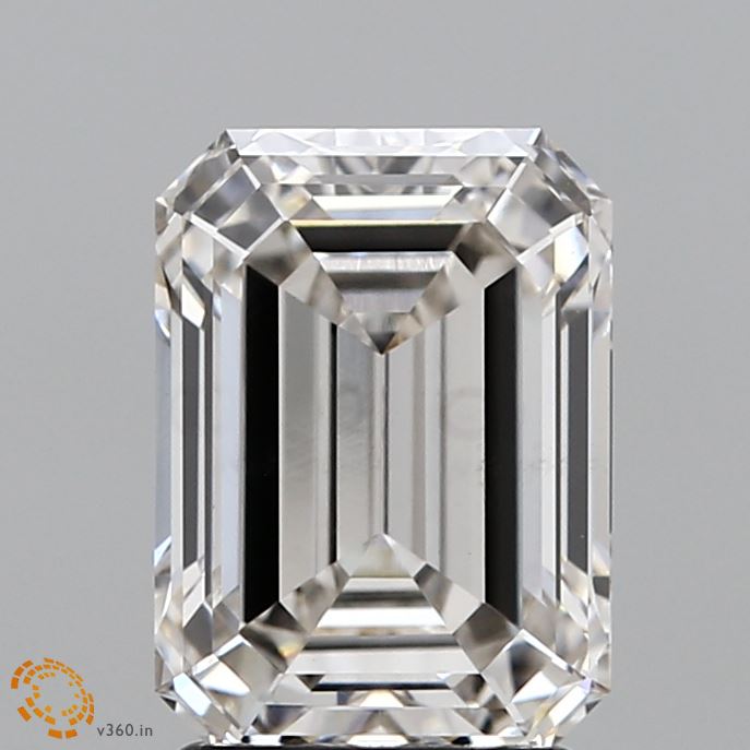 2.55 Carat Emerald Lab Diamond with  Cut Diamond in 14KT  view 1
