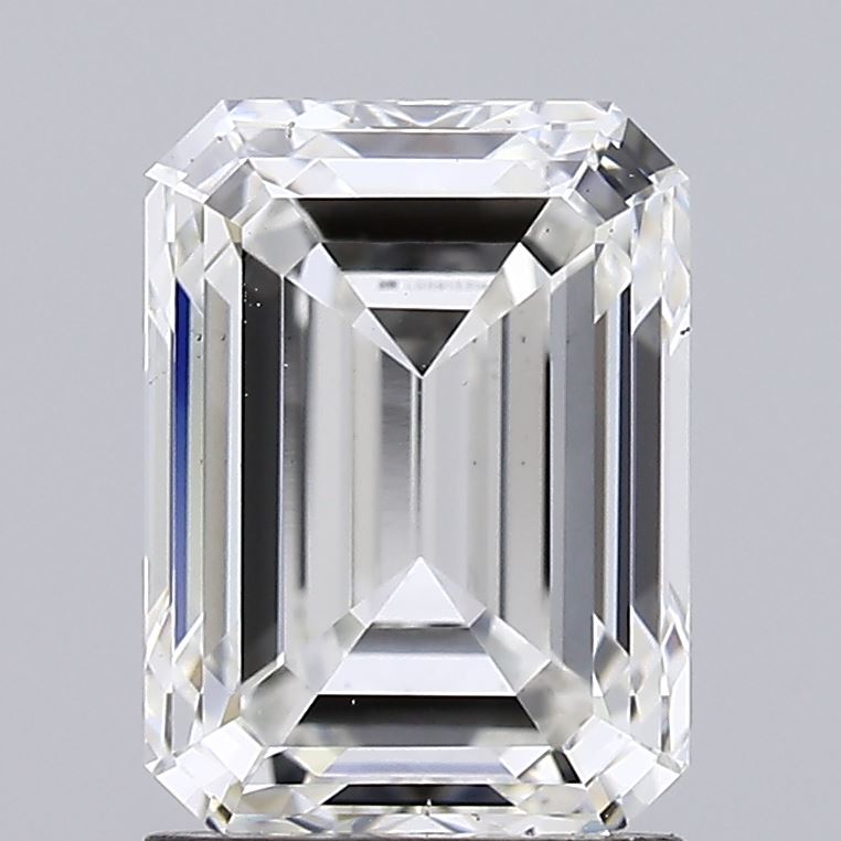 2.01 Carat Emerald Lab Diamond with  Cut Diamond in 14KT  view 1
