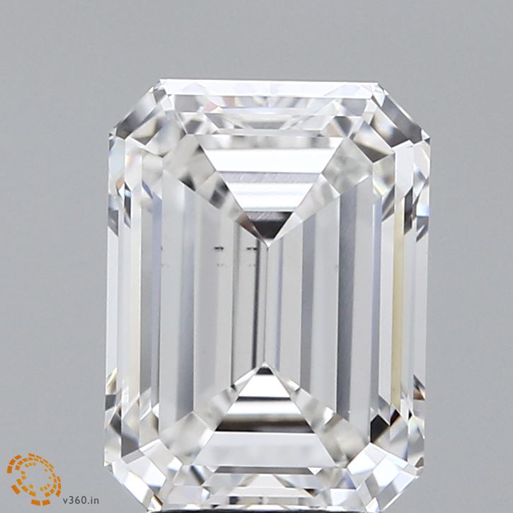 3.01 Carat Emerald Lab Diamond with  Cut Diamond in 14KT  view 1
