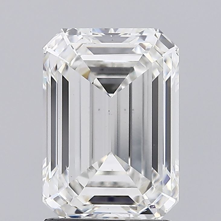 2.01 Carat Emerald Lab Diamond with  Cut Diamond in 14KT  view 1
