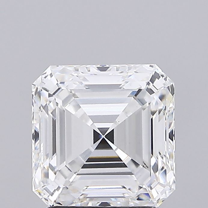 2.19 Carat Asscher Lab Diamond with  Cut Diamond in 14KT  view 1
