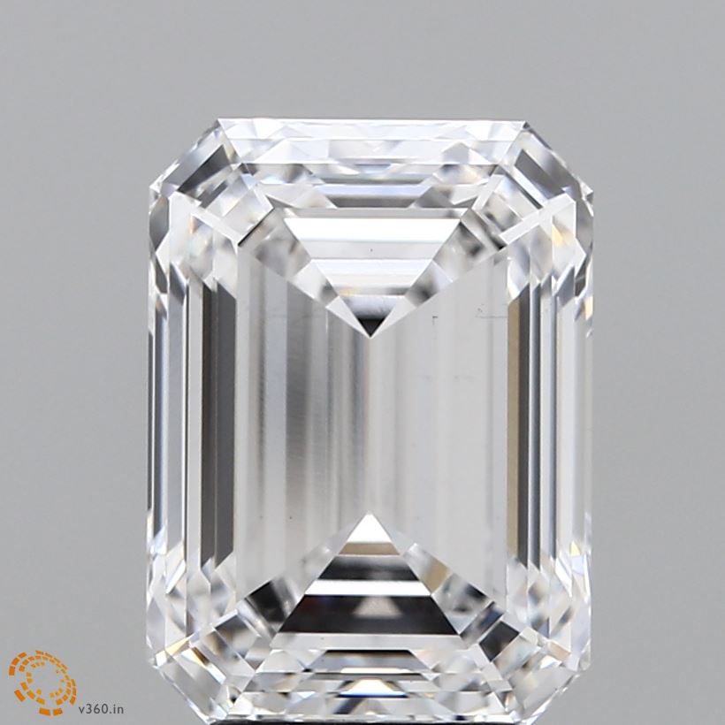 4.52 Carat Emerald Lab Diamond with  Cut Diamond in 14KT  view 1
