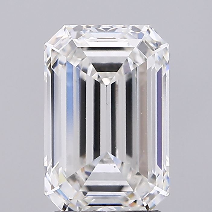 2.55 Carat Emerald Lab Diamond with  Cut Diamond in 14KT  view 1

