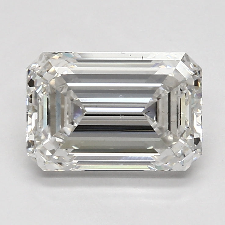 3.05 Carat Emerald Lab Diamond with  Cut Diamond in 14KT  view 1
