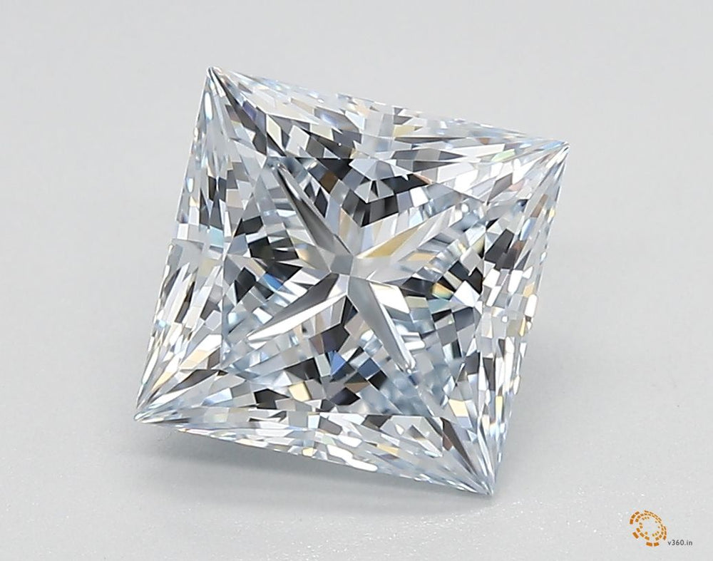 2.62 Carat Princess Lab Diamond with  Cut Diamond in 14KT  view 1
