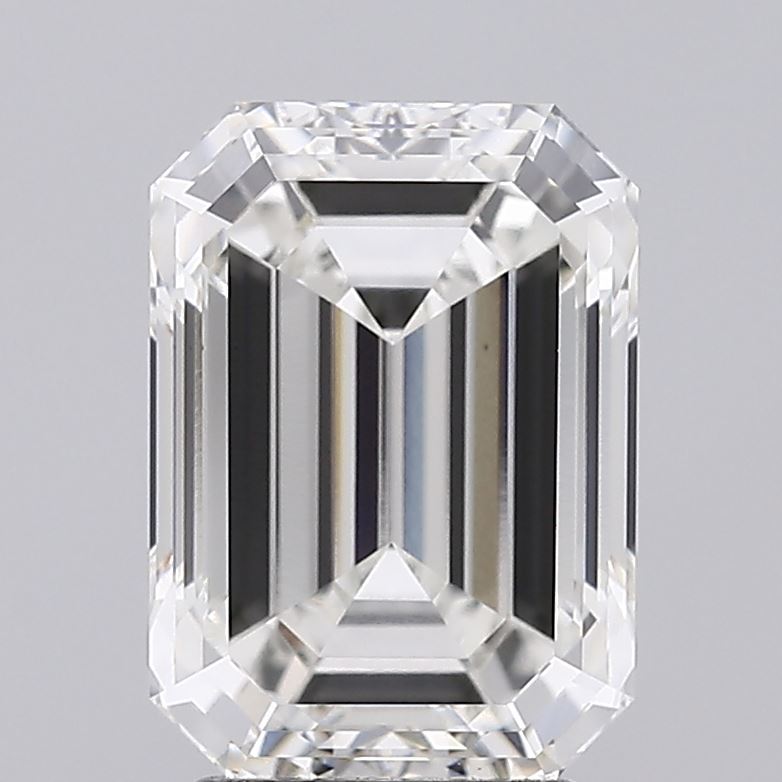 3.04 Carat Emerald Lab Diamond with  Cut Diamond in 14KT  view 1
