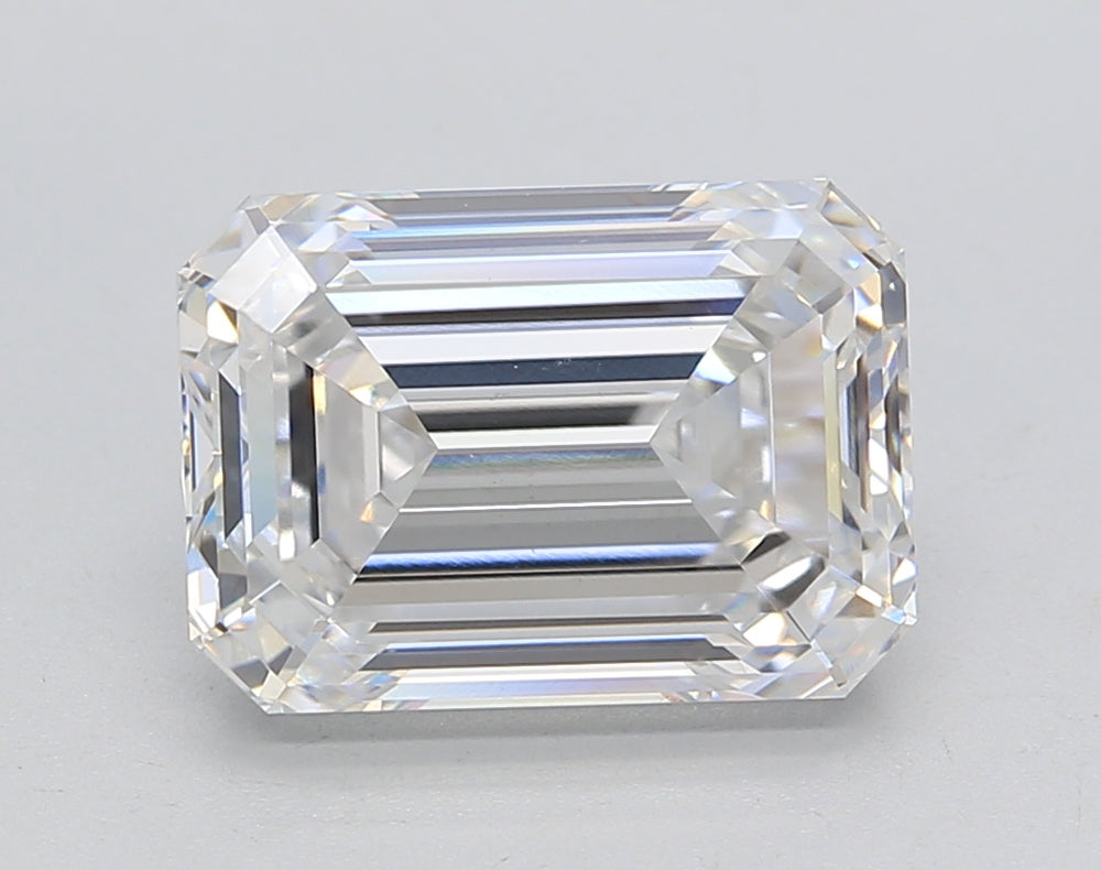 4.25 Carat Emerald Lab Diamond with  Cut Diamond in 14KT  view 1
