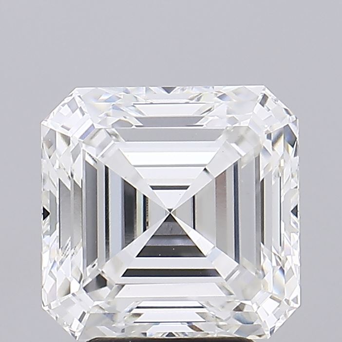 3.65 Carat Asscher Lab Diamond with  Cut Diamond in 14KT  view 1
