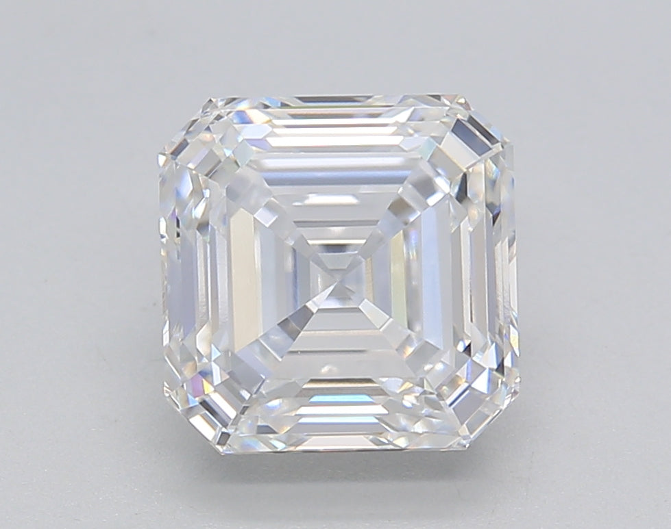 3.04 Carat Asscher Lab Diamond with  Cut Diamond in 14KT  view 1
