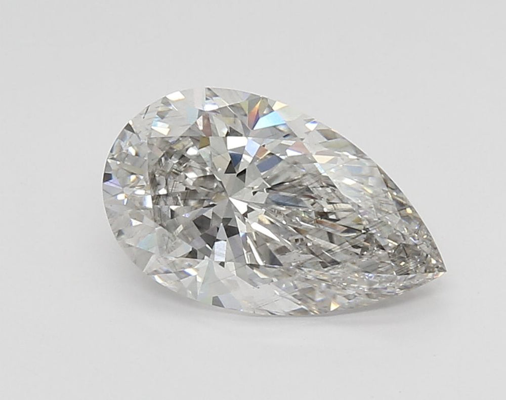 2.5 Carat Pear Lab Diamond with  Cut Diamond in 14KT  view 1
