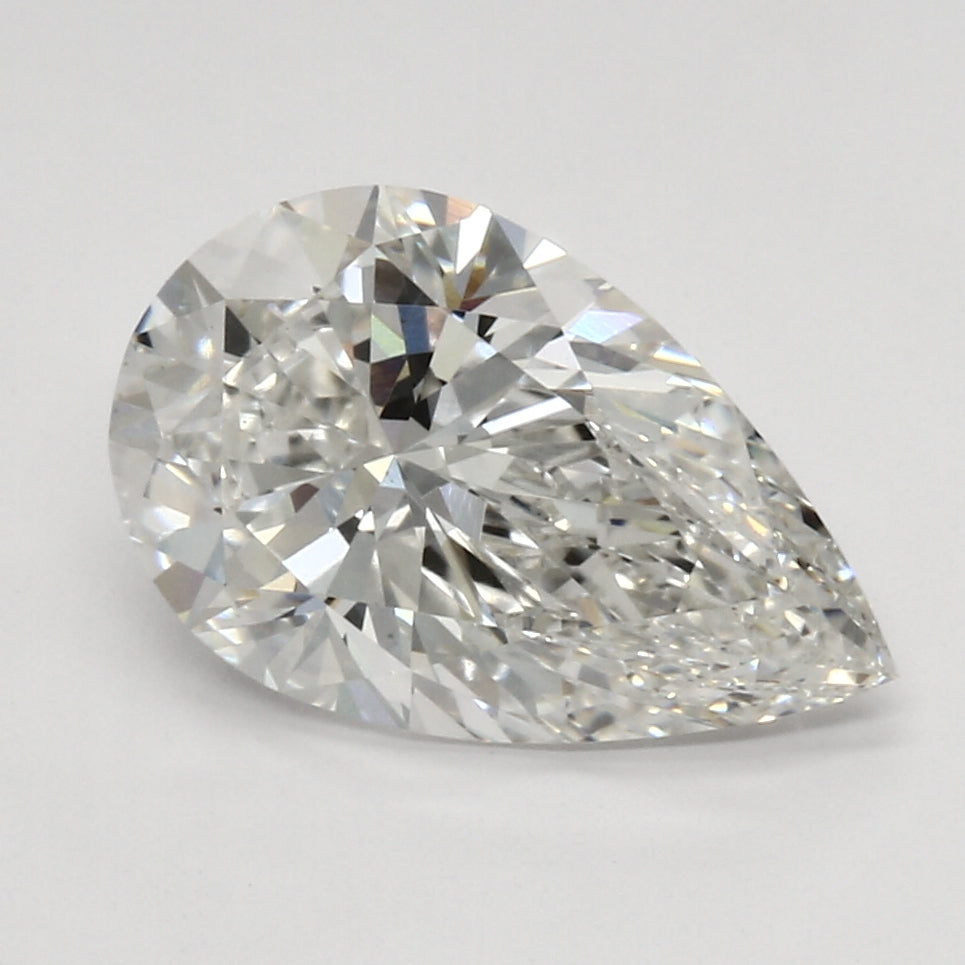 2.74 Carat Pear Lab Diamond with  Cut Diamond in 14KT  view 1
