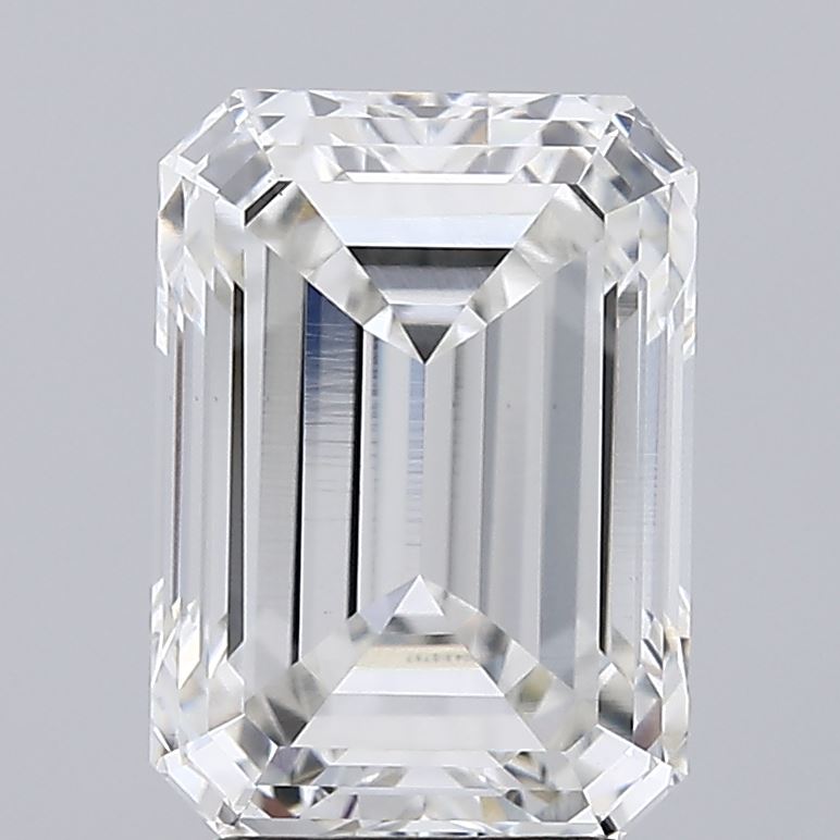 3.76 Carat Emerald Lab Diamond with  Cut Diamond in 14KT  view 1
