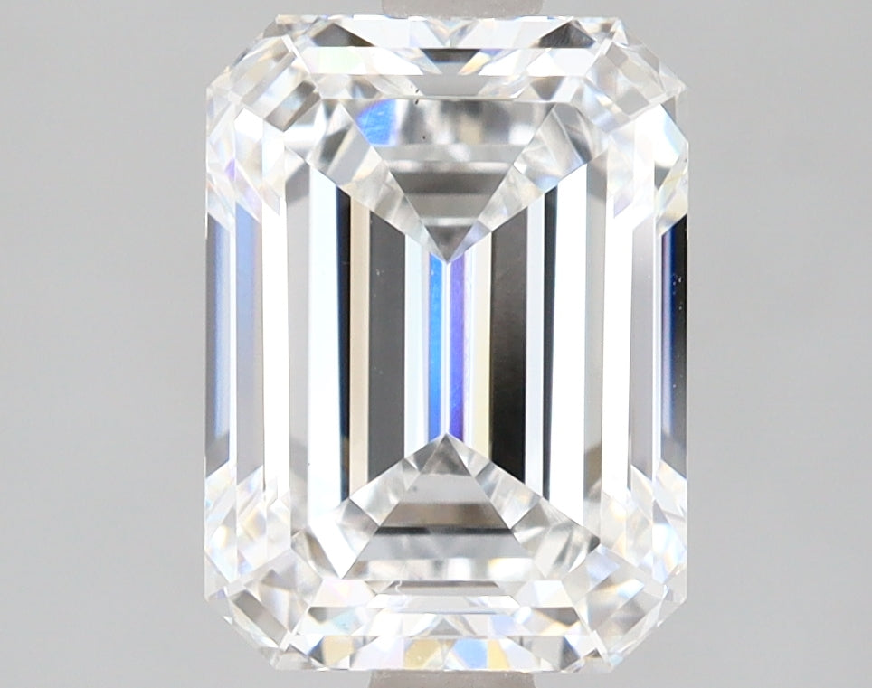 3.05 Carat Emerald Lab Diamond with  Cut Diamond in 14KT  view 1
