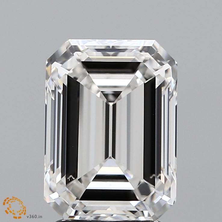3.0 Carat Emerald Lab Diamond with  Cut Diamond in 14KT  view 1
