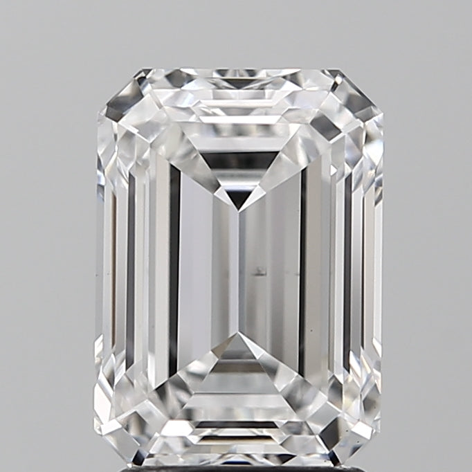 2.55 Carat Emerald Lab Diamond with  Cut Diamond in 14KT  view 1

