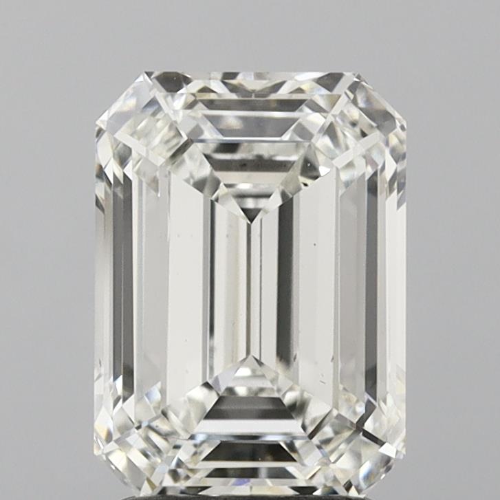 2.57 Carat Emerald Lab Diamond with  Cut Diamond in 14KT  view 1
