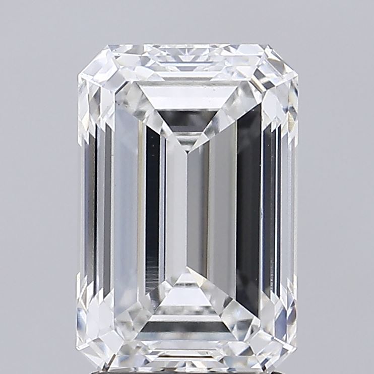 2.57 Carat Emerald Lab Diamond with  Cut Diamond in 14KT  view 1
