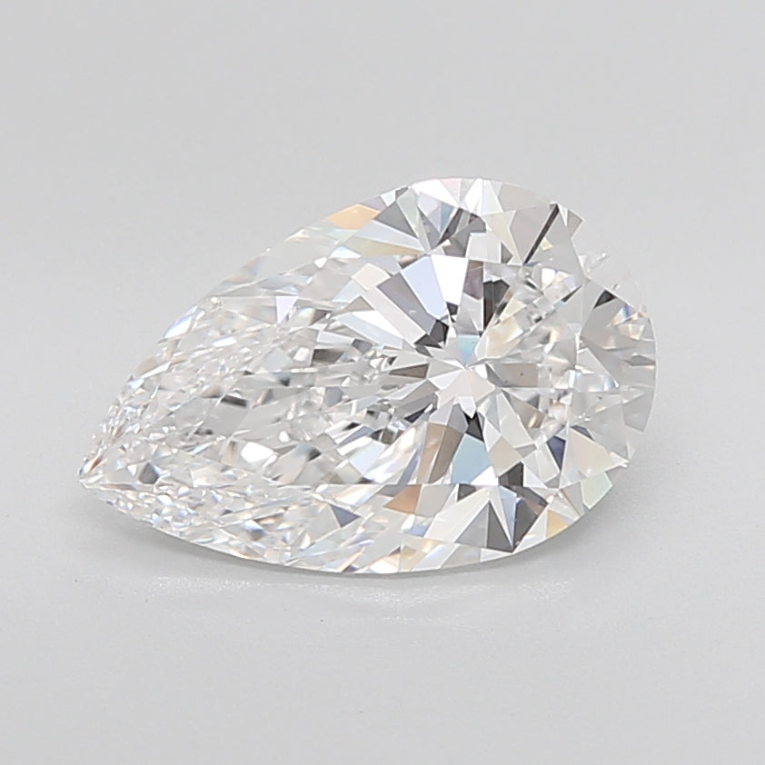 4.01 Carat Pear Lab Diamond with  Cut Diamond in 14KT  view 1
