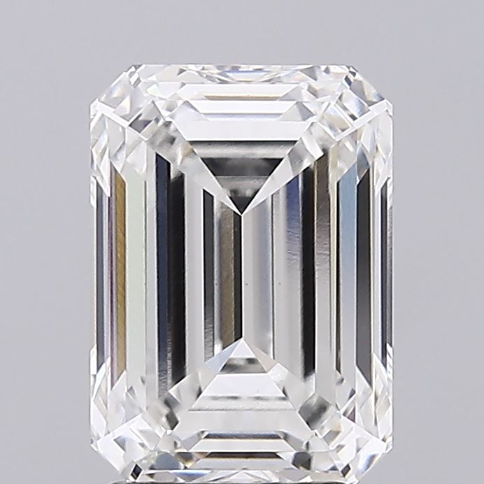 3.05 Carat Emerald Lab Diamond with  Cut Diamond in 14KT  view 1
