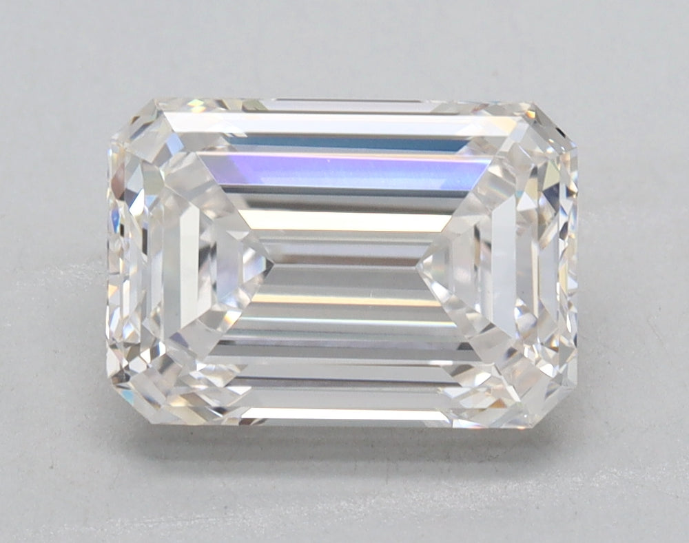 2.05 Carat Emerald Lab Diamond with  Cut Diamond in 14KT  view 1
