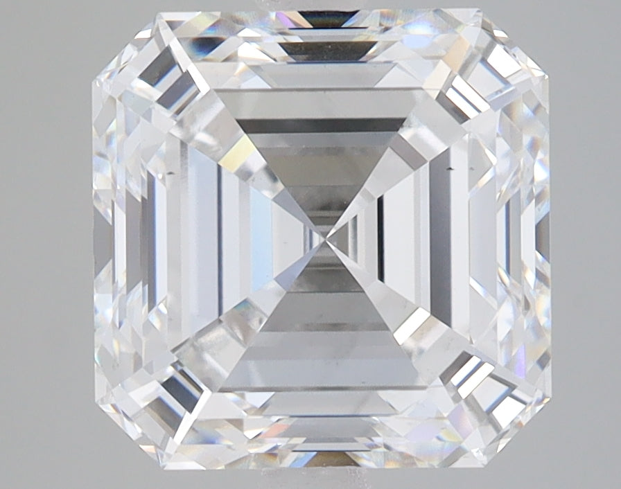 4.61 Carat Asscher Lab Diamond with  Cut Diamond in 14KT  view 1
