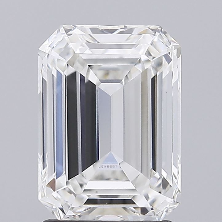 2.03 Carat Emerald Lab Diamond with  Cut Diamond in 14KT  view 1
