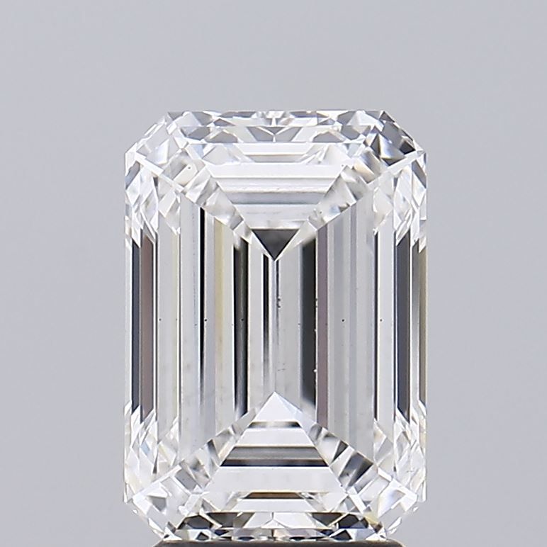 3.01 Carat Emerald Lab Diamond with  Cut Diamond in 14KT  view 1
