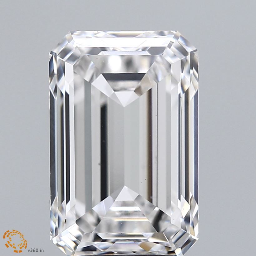 4.64 Carat Emerald Lab Diamond with  Cut Diamond in 14KT  view 1
