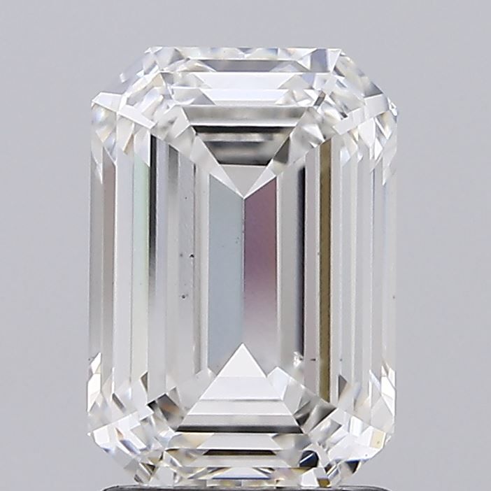 2.01 Carat Emerald Lab Diamond with  Cut Diamond in 14KT  view 1
