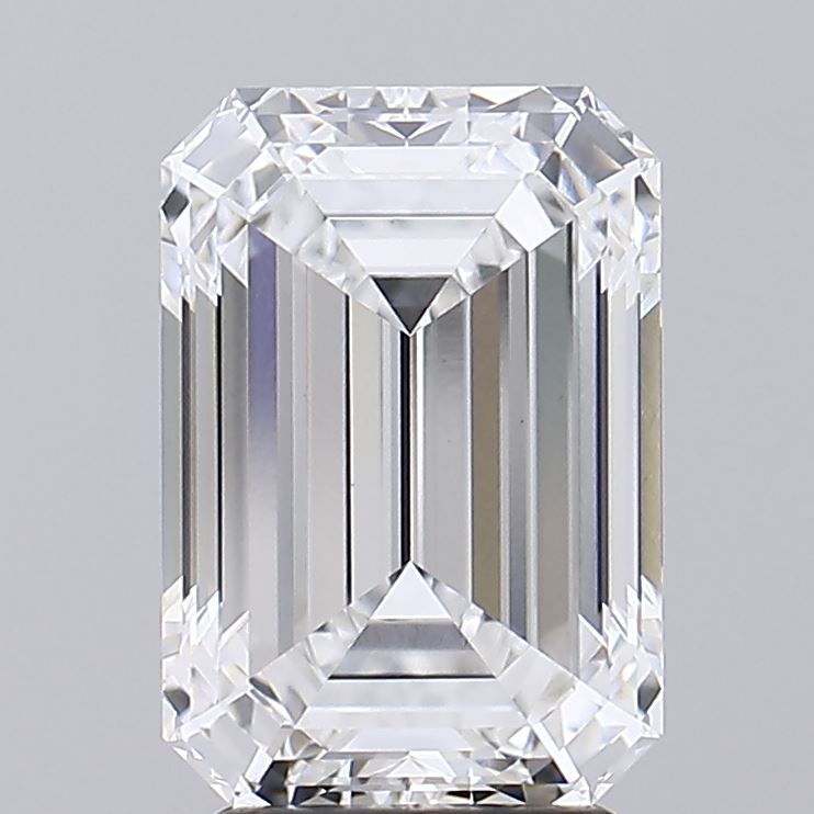3.55 Carat Emerald Lab Diamond with  Cut Diamond in 14KT  view 1
