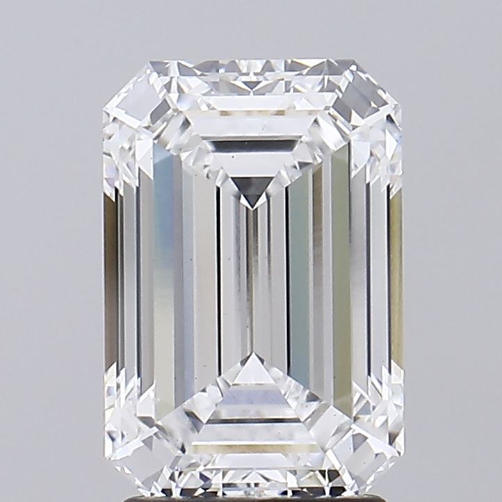 2.75 Carat Emerald Lab Diamond with  Cut Diamond in 14KT  view 1
