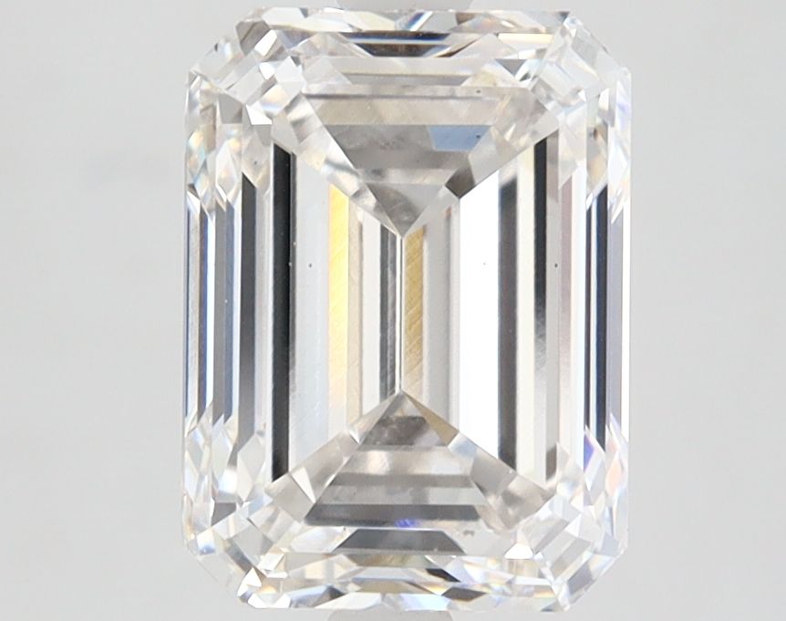 3.02 Carat Emerald Lab Diamond with  Cut Diamond in 14KT  view 1

