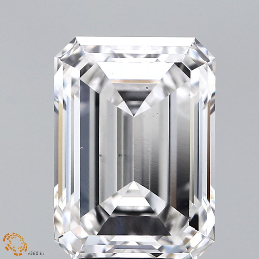 4.52 Carat Emerald Lab Diamond with  Cut Diamond in 14KT  view 1

