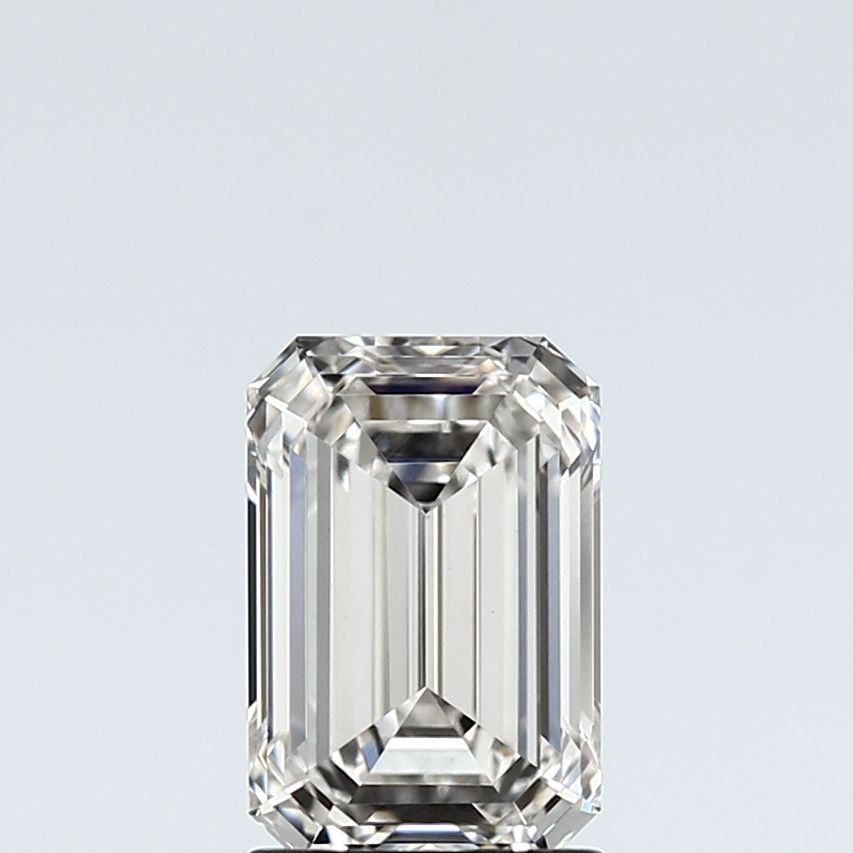 1.5 Carat Emerald Lab Diamond with  Cut Diamond in 14KT  view 1
