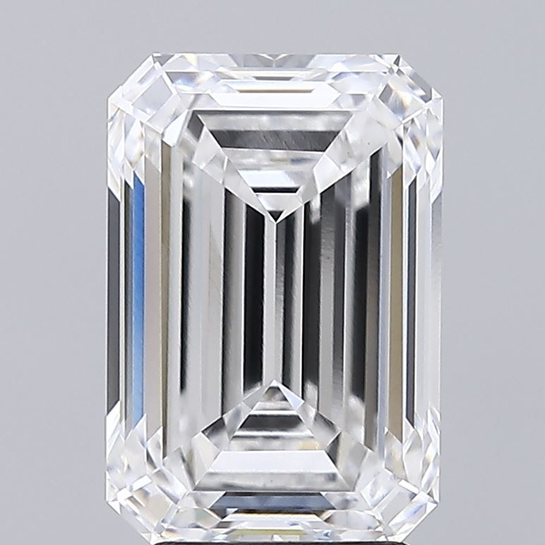 3.78 Carat Emerald Lab Diamond with  Cut Diamond in 14KT  view 1
