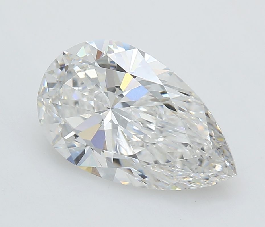 3.0 Carat Pear Lab Diamond with  Cut Diamond in 14KT  view 1
