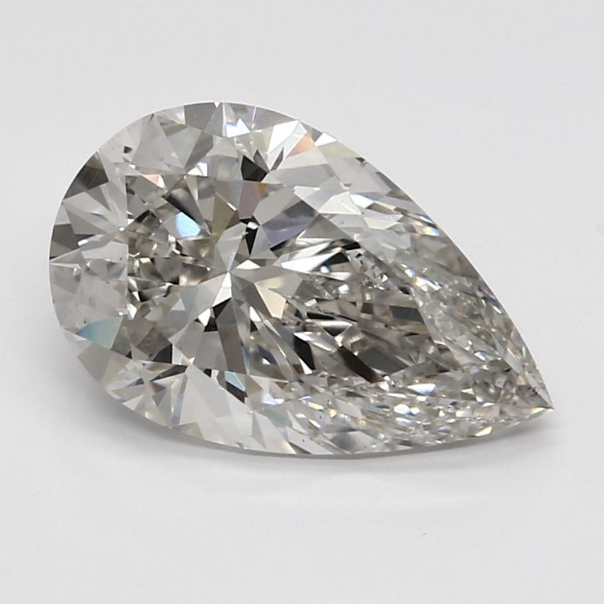 3.26 Carat Pear Lab Diamond with  Cut Diamond in 14KT  view 1

