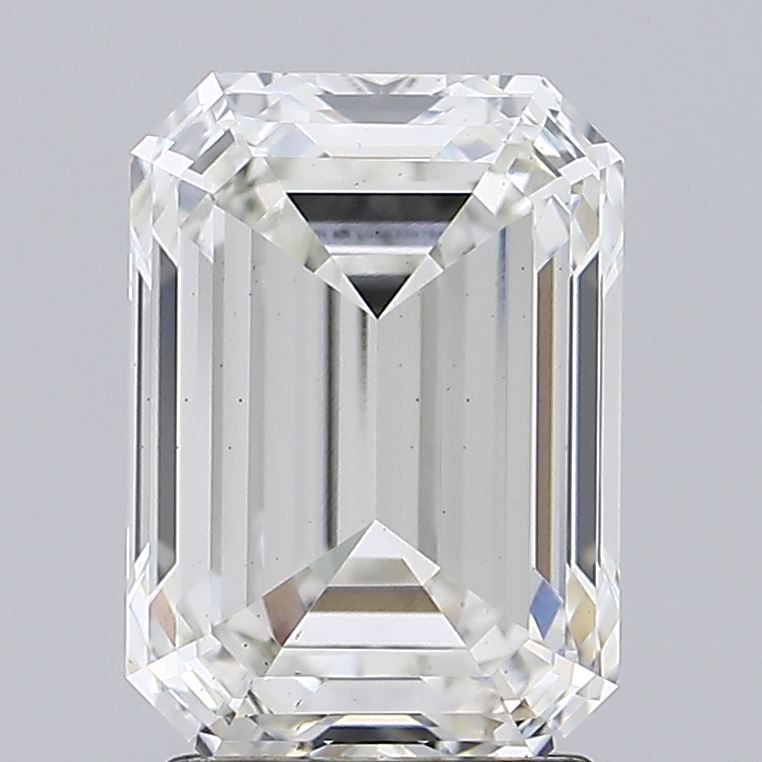 3.01 Carat Emerald Lab Diamond with  Cut Diamond in 14KT  view 1
