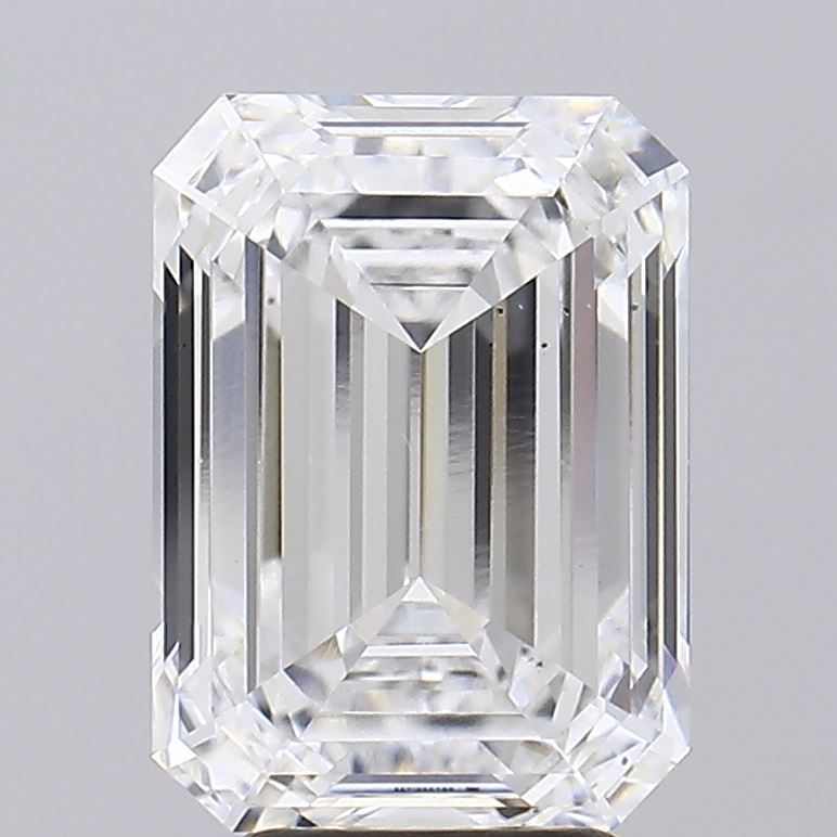 5.37 Carat Emerald Lab Diamond with  Cut Diamond in 14KT  view 1
