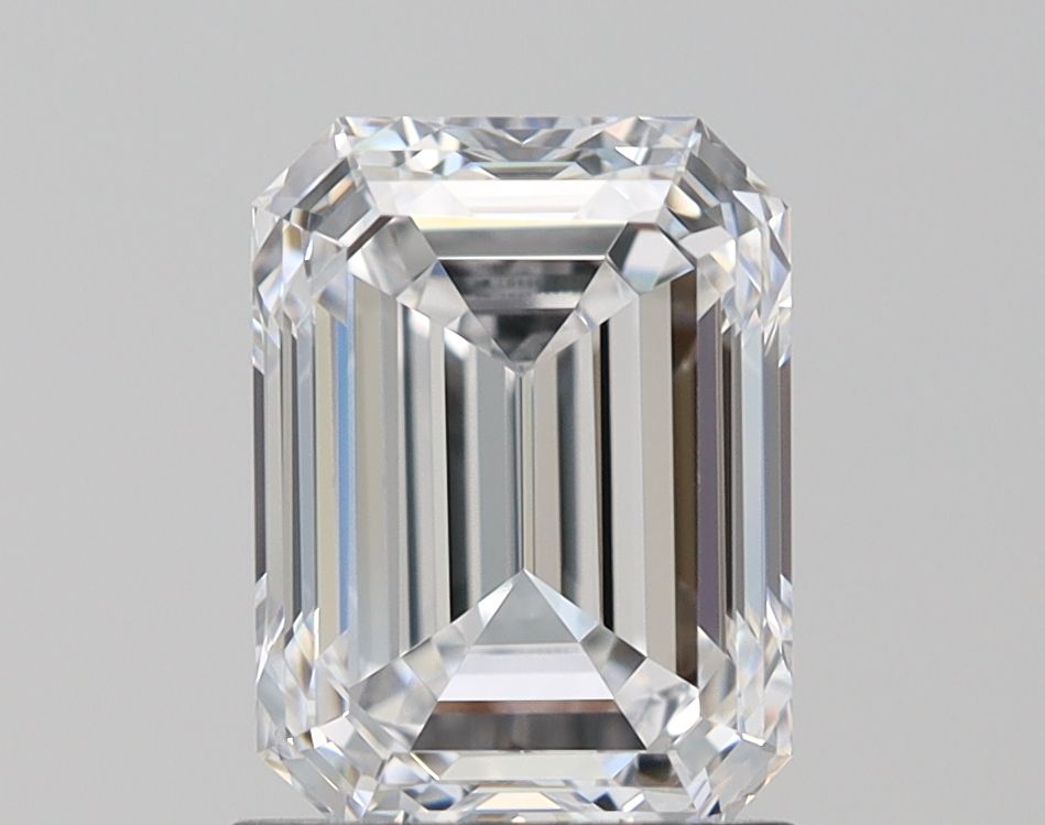 1.5 Carat Emerald Lab Diamond with  Cut Diamond in 14KT  view 1
