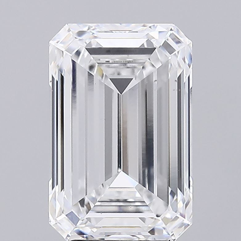 5.08 Carat Emerald Lab Diamond with  Cut Diamond in 14KT  view 1
