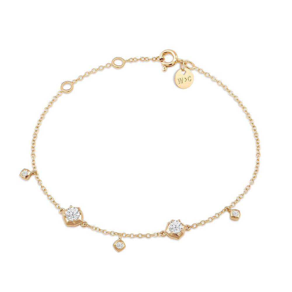 Signature Diamond Charm Bracelet with Lab Cut Diamond in 14KT Yellow Gold view 1

