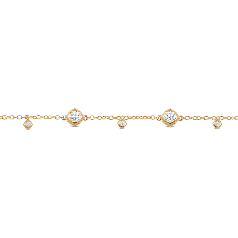 Signature Diamond Charm Bracelet with Lab Cut Diamond in 14KT Yellow Gold view 2
