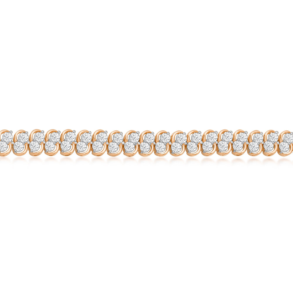 Two Row Lab Diamond Tennis Bracelet with 4 Cut Diamond in 14KT Rose Gold view 2
